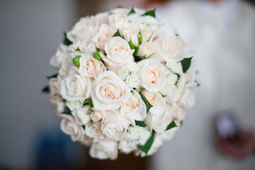 bright wedding bouquet of summer white pink flowers