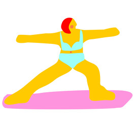 yoga women body bikiny sporty meditation zen symbol bold illustration