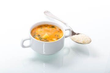 vegetarian tomato rice soup in a plate