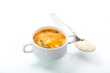 vegetarian tomato rice soup in a plate