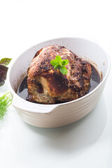 juicy pork neck, baked meat with spices