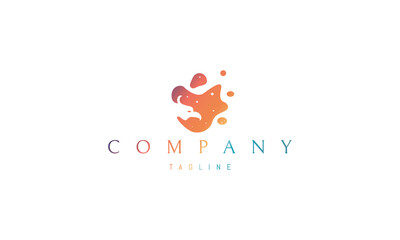 Vector logo on which the abstract image of the silhouette of a phoenix in a shapeless color spot of the night.