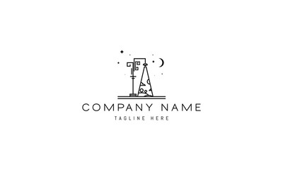 Vector logo on which an abstract image of a street lamp, a ray of light made in the form of a sunny landscape.