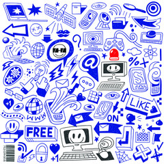 mass media - doodles set