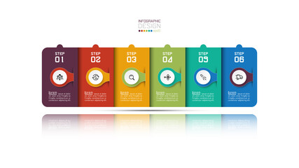 Modern square vector design has six steps for advertise, explain to results of business and marketing, infographic.