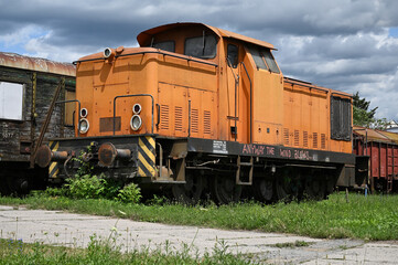 Fototapeta na wymiar historic diesel freight train transport theme