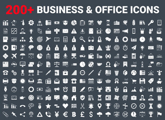 Set vector business icons glyph set. Icons for business, management, finance, strategy, marketing and accounting for mobile concepts and web apps. Collection modern infographic logo and pictogram.