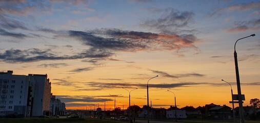 gorgeous sunset in the  city