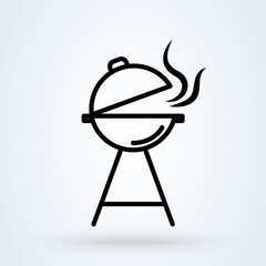 Grill vector icon illustration, BBQ Grill symbol. isolated on white background. vector Simple modern icon design illustration.