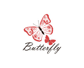 icon of butterflies isolated on white background