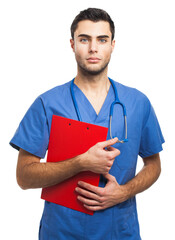 Male nurse isolated on white