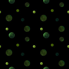 Seamless pattern with painted polka dot. Hand drawn illustration