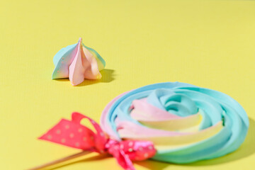 bright colored handmade meringue candies.