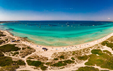 Majorca Es Trenc ses Arenes beach in Balearic Islands, Spain, July 2020