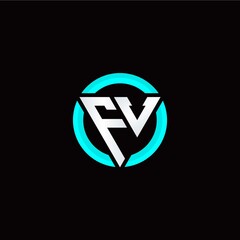 F V initial logo modern triangle with circle