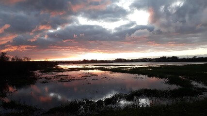 sunset over the river