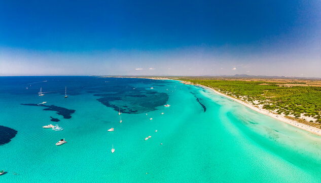 Majorca Es Trenc ses Arenes beach in Balearic Islands, Spain, July 2020