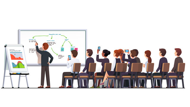 Business class teacher and trainer man workshop