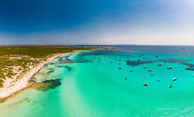 Fototapeta premium Majorca Es Trenc ses Arenes beach in Balearic Islands, Spain, July 2020