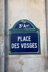 Place des Vosges Street Sign; Paris