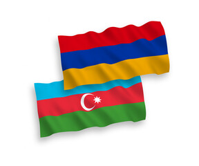 Obraz premium Flags of Azerbaijan and Armenia on a white background