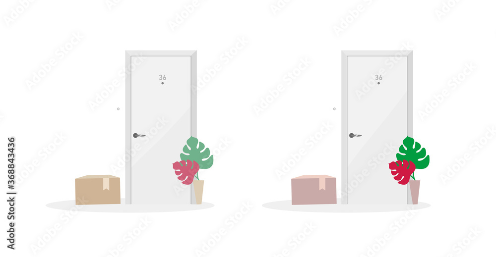 Poster parcels delivery flat color vector objects set