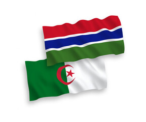 Flags of Republic of Gambia and Algeria on a white background