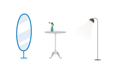 Home furniture flat color vector objects set