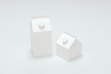 Blank milk box with white background, 3d rendering.
