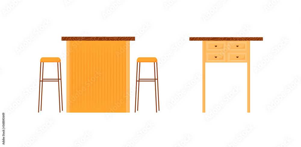 Poster cafe counters flat color vector object set