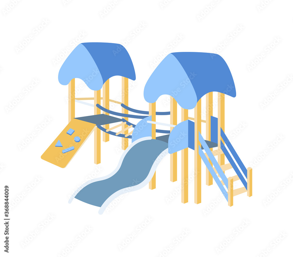 Poster playground children slide flat color vector object