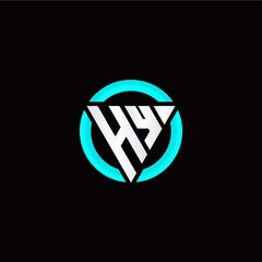 H Y initial logo modern triangle with circle