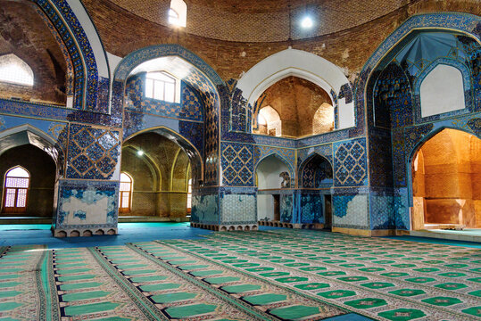 View of interior Blue Mosque in Tabriz. East Azerbaijan province. Iran