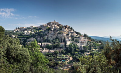 Fototapeta na wymiar Panoramic view of Gordes, medieval town in Provence region. France