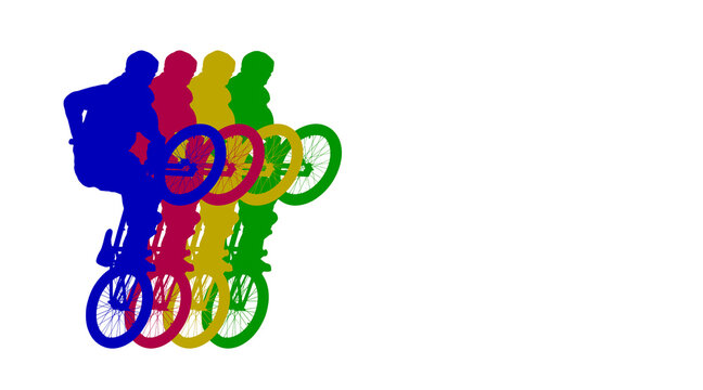 multi-coloured illustration of bicyclist