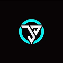 J J initial logo modern triangle with circle