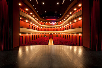 Vilanova i la Geltrú, Barcelona. Spain -14 Apr 2010- Auditorium of a theater from the stage - Powered by Adobe