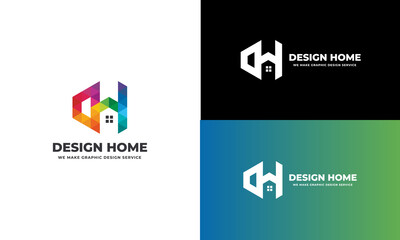 letter h m logo design home logo template 