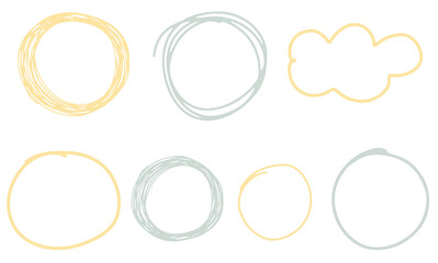 Hand drawn scribble circles. Vector frames, clouds and bubbles collection.