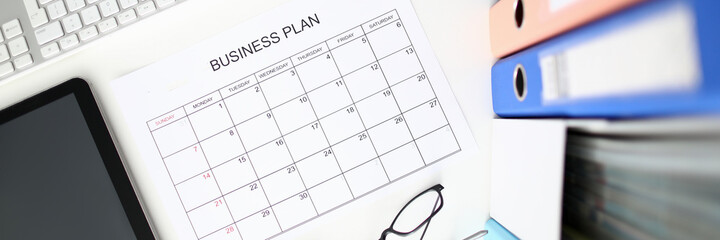 June month business calendar top view background. Business after quarantine covid 19 concept