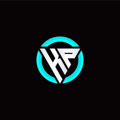 K P initial logo modern triangle with circle