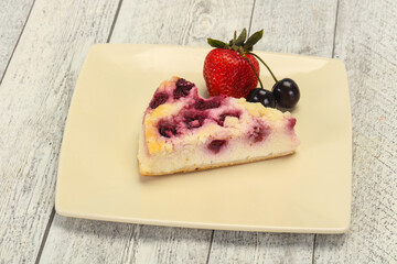 Cheesecake with cherry served strawberry