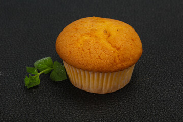 Sweet tasty muffin served mint