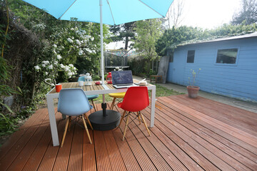 outdoor office in a british garden
