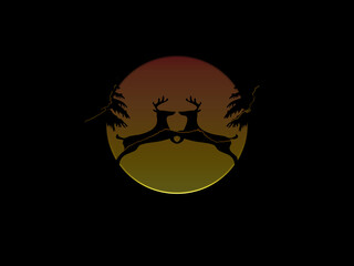 Silhouette of two jumping deer 