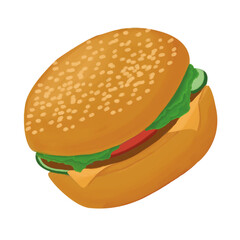 Food illustration hamburger