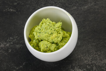 Avocado guacamole sauce with chili pepper