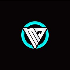 M J initial logo modern triangle with circle