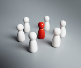 Leadership concept,Outstanding red people standing out from the group,Human resource,Talent...