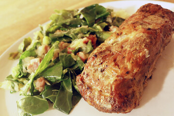 roasted pork loin with cabbage, bacon and pancetta